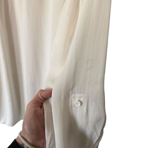 Alice+Olivia Employed Long Sleeve Stand-Up Collar White Button Down Blouse Sz S - Picture 4 of 11